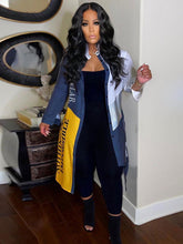 Patchwork-Hemd-Cardigan mit Buchstabendruck